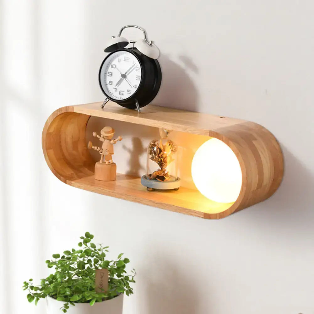 Wood Shelf Wall Lamp