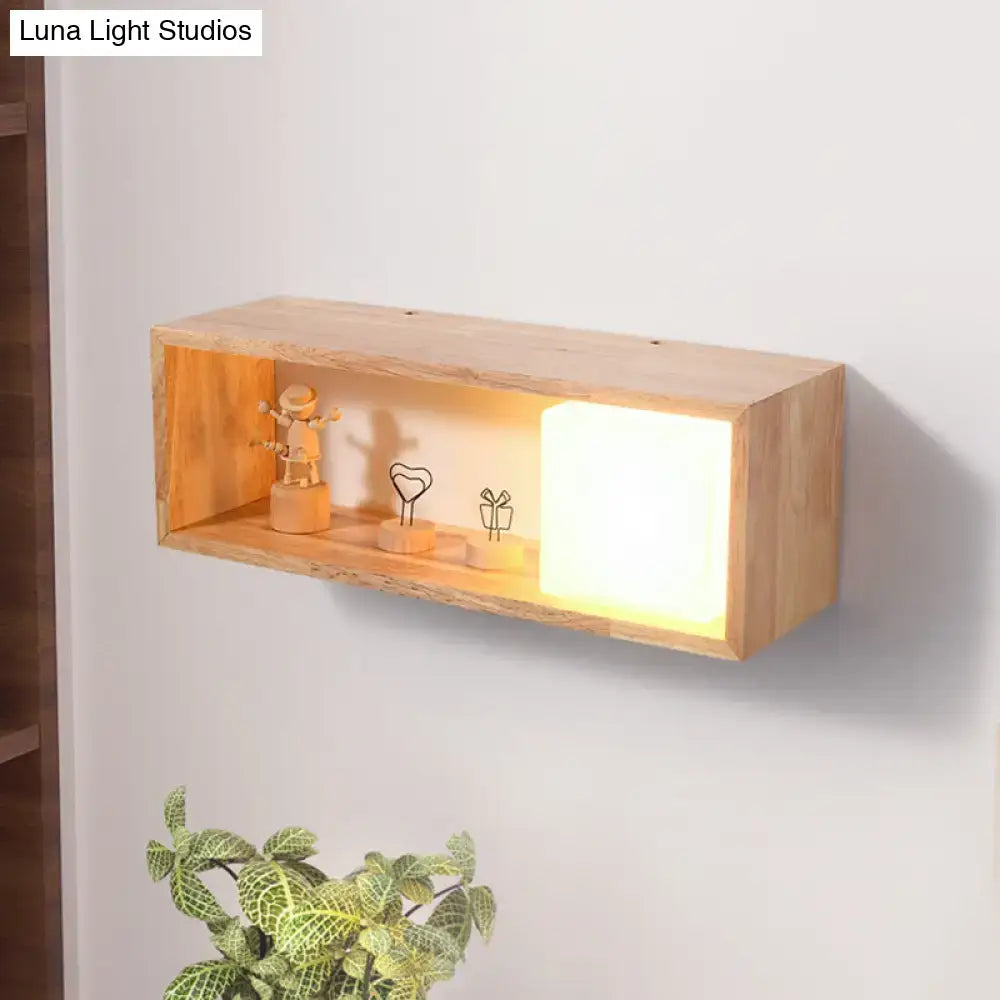 Wood Shelf Wall Lamp