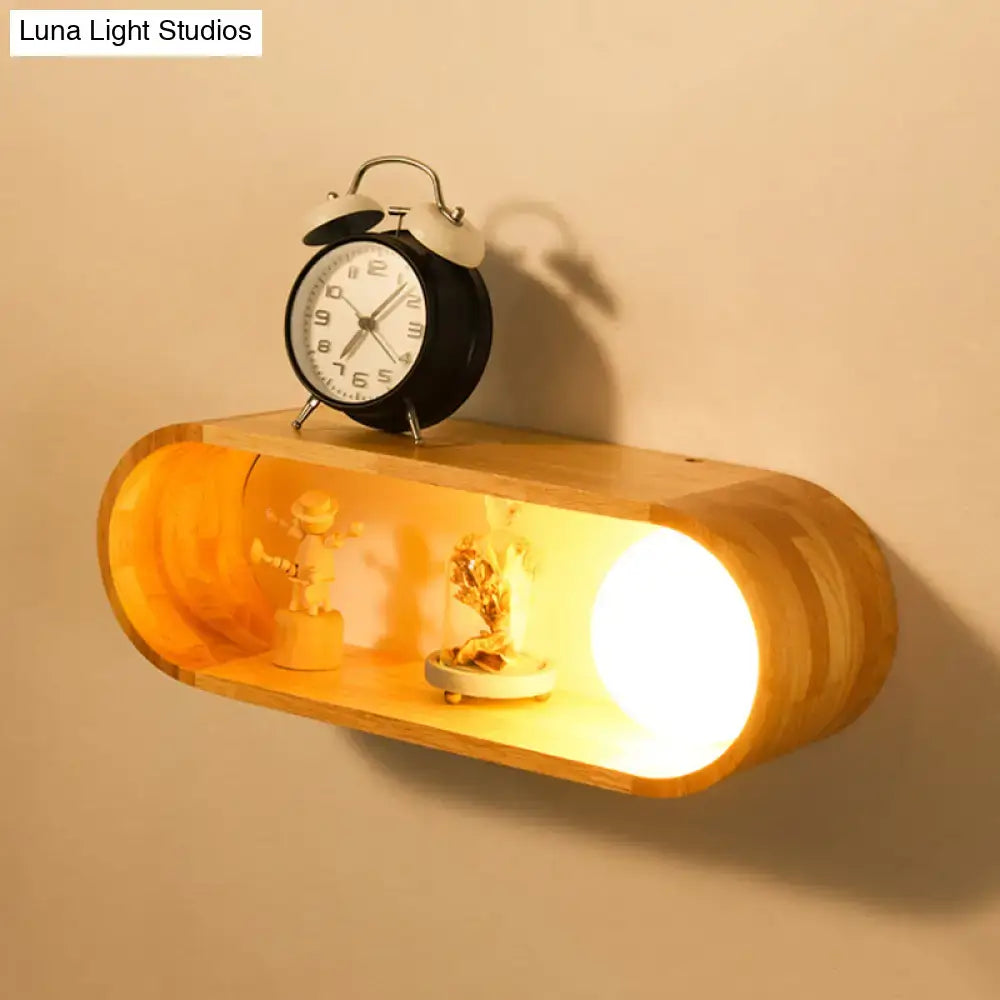 Wood Shelf Wall Lamp