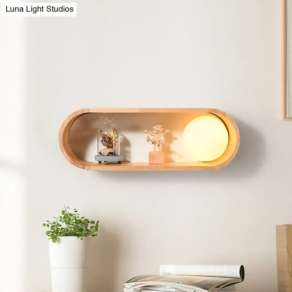 Wood Shelf Wall Lamp