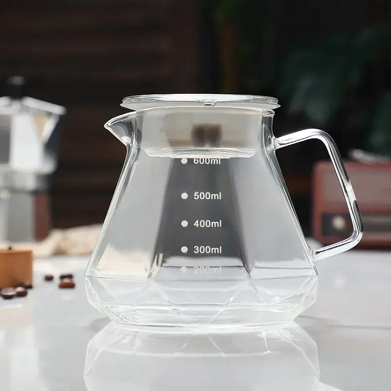 Clear Glass Coffee Kettle with Octagonal Design