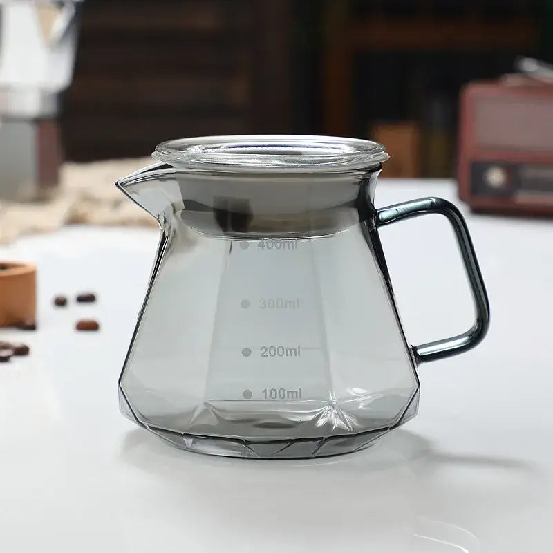Clear Glass Coffee Kettle with Octagonal Design