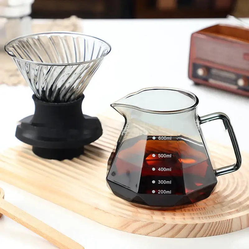Clear Glass Coffee Kettle with Octagonal Design