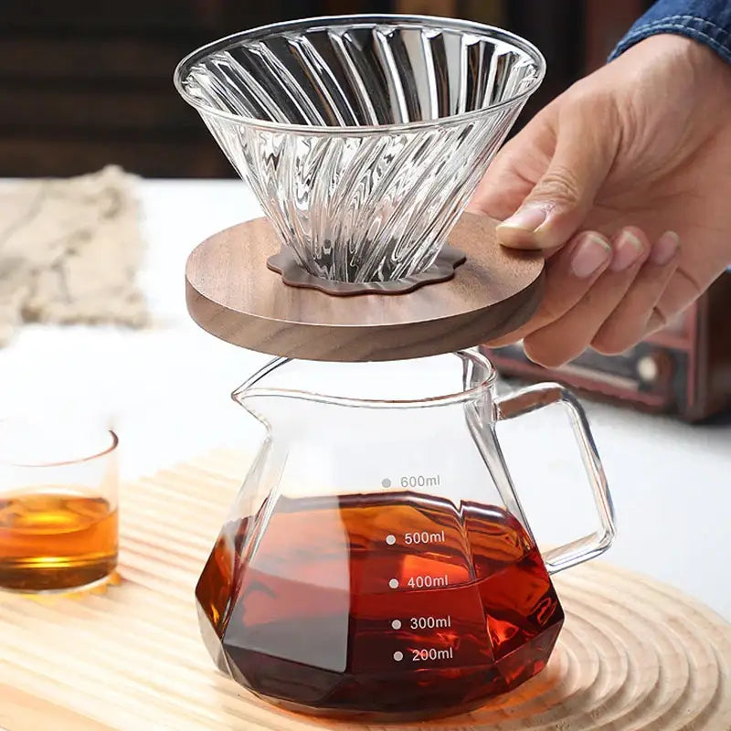 Clear Glass Coffee Kettle with Octagonal Design