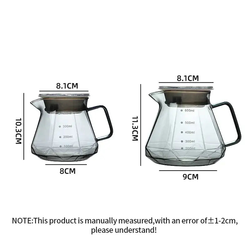 Clear Glass Coffee Kettle with Octagonal Design
