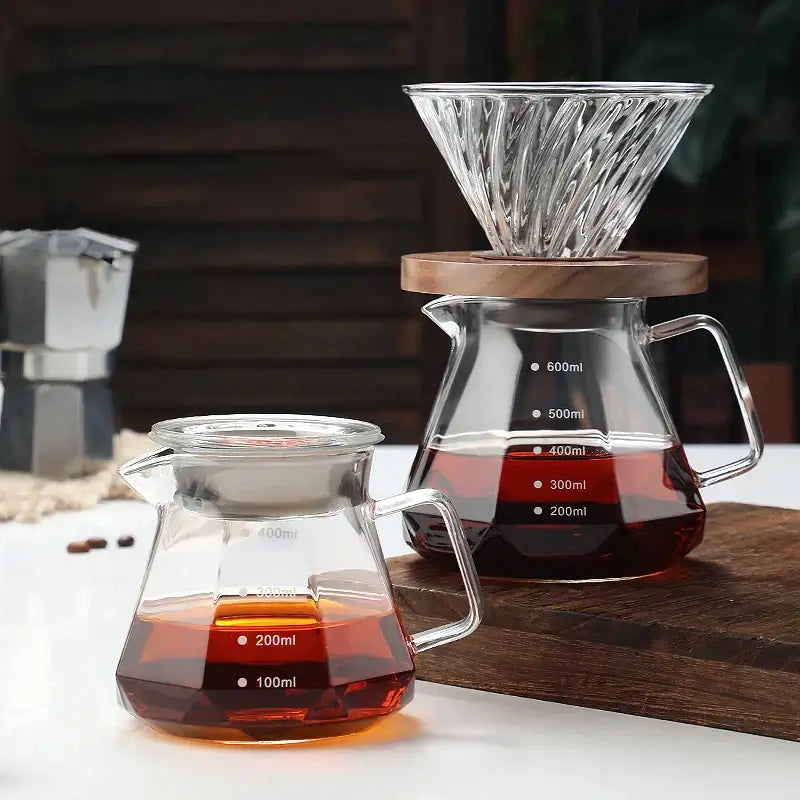 Clear Glass Coffee Kettle with Octagonal Design