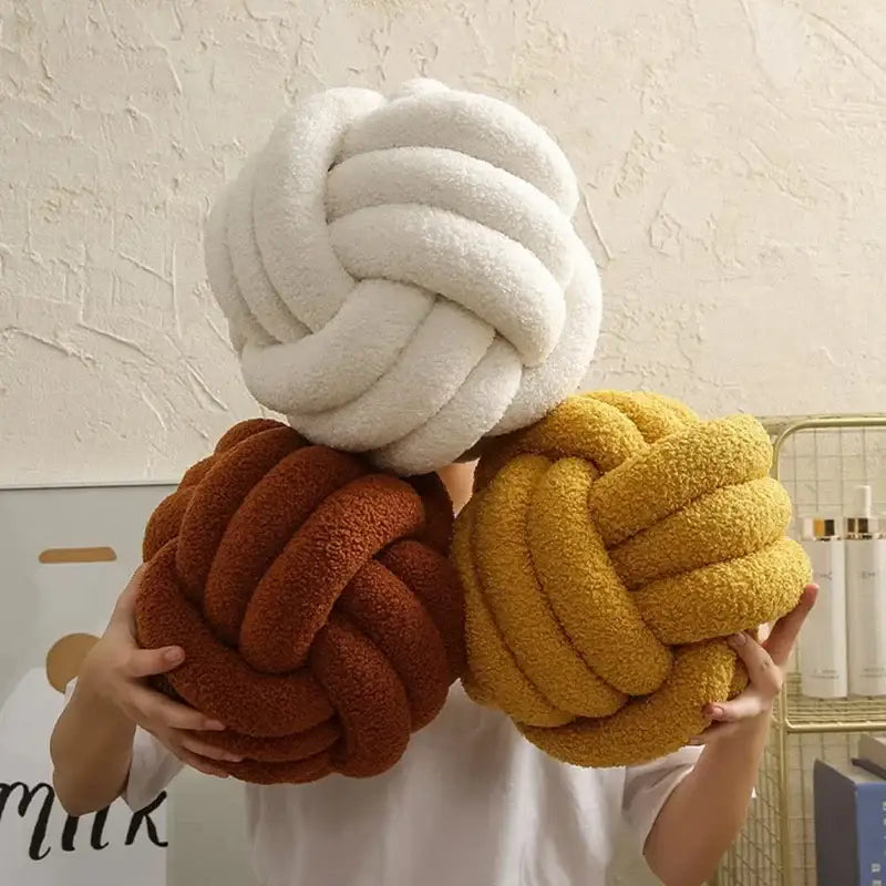 Khaki Boucle Knot Pillow