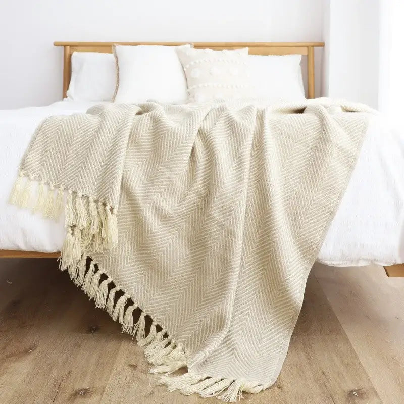 Green Knitted Geometric Throw