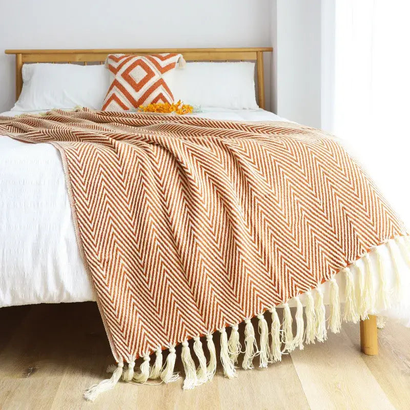 Green Knitted Geometric Throw