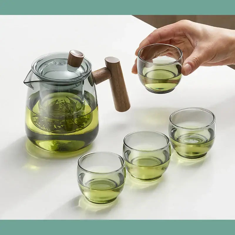 Green Glass Tea Set