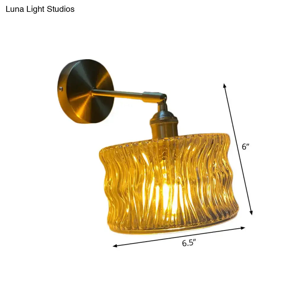 Gold Fluted Glass Switch Wall Lamp