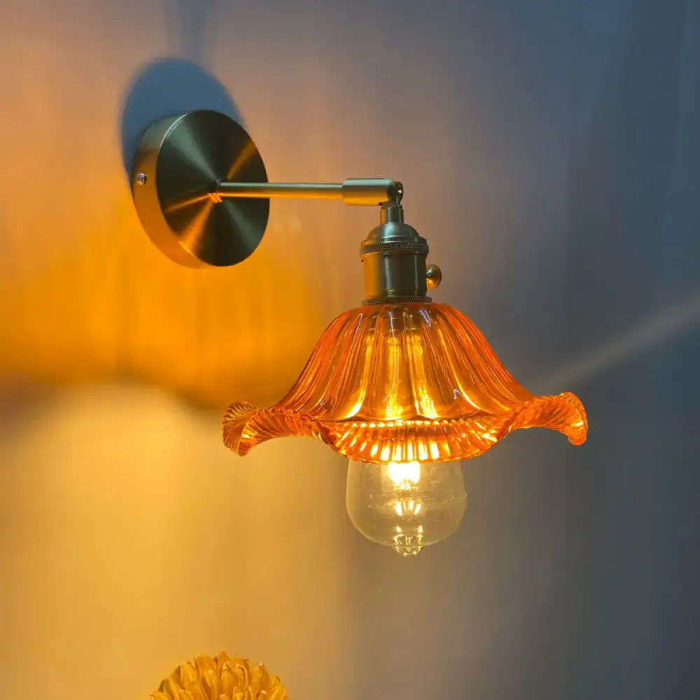 Gold Fluted Glass Switch Wall Lamp