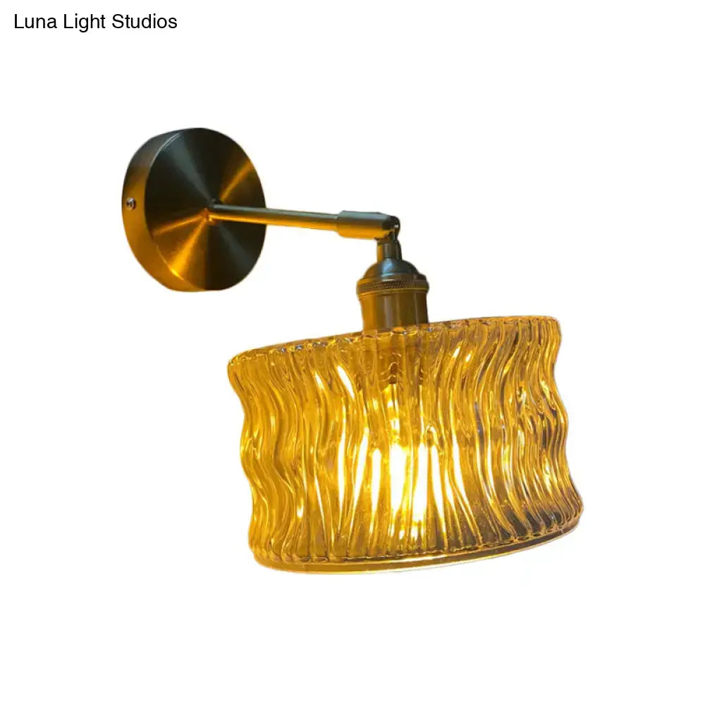 Gold Fluted Glass Switch Wall Lamp