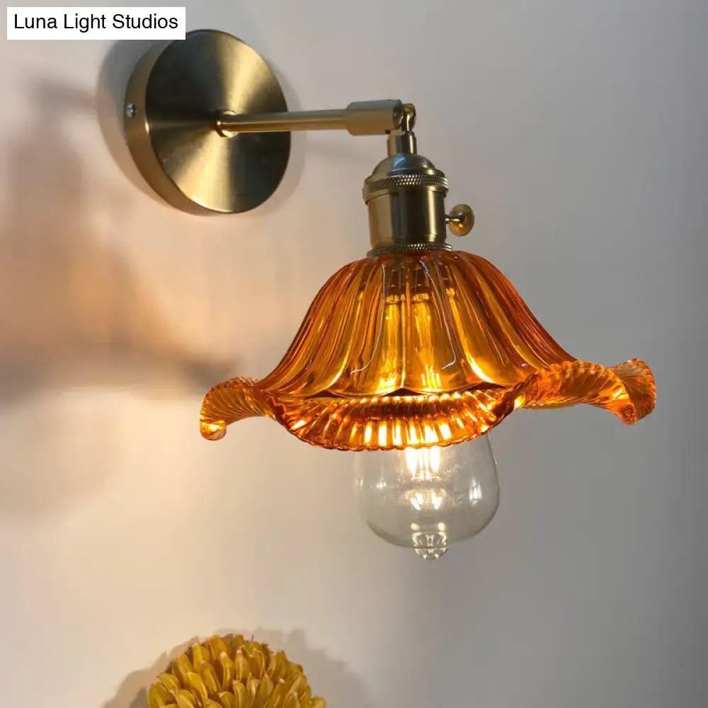 Gold Fluted Glass Switch Wall Lamp