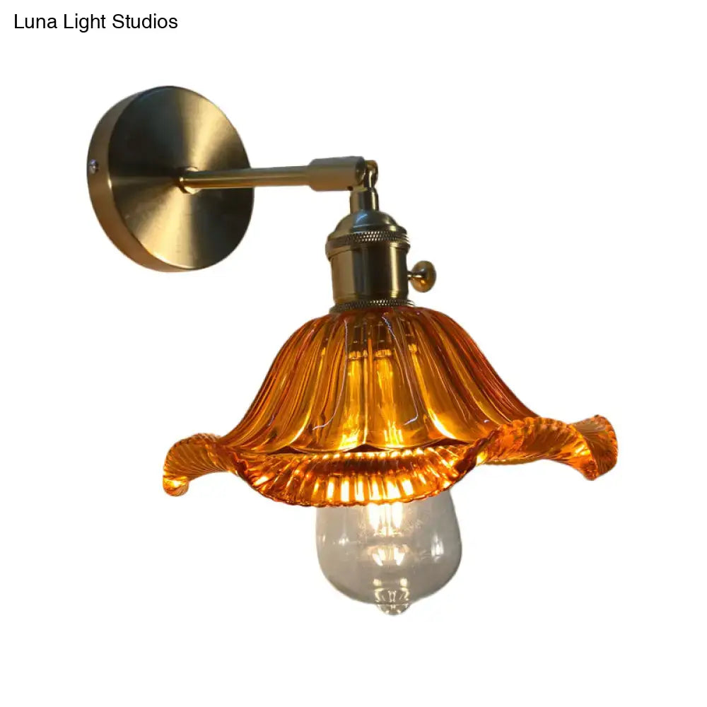 Gold Fluted Glass Switch Wall Lamp