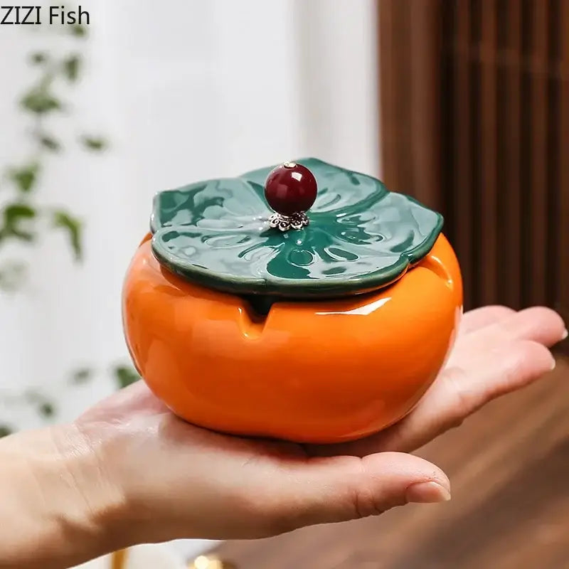 Orange Ceramic Fruit Ashtray