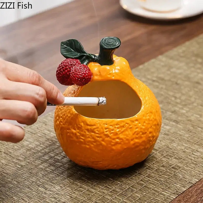 Orange Ceramic Fruit Ashtray