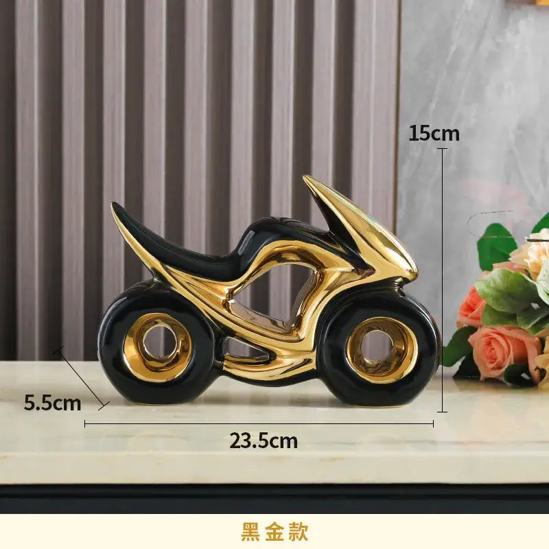Gold Ceramic Motorcycle Decor