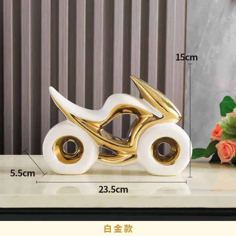 Gold Ceramic Motorcycle Decor