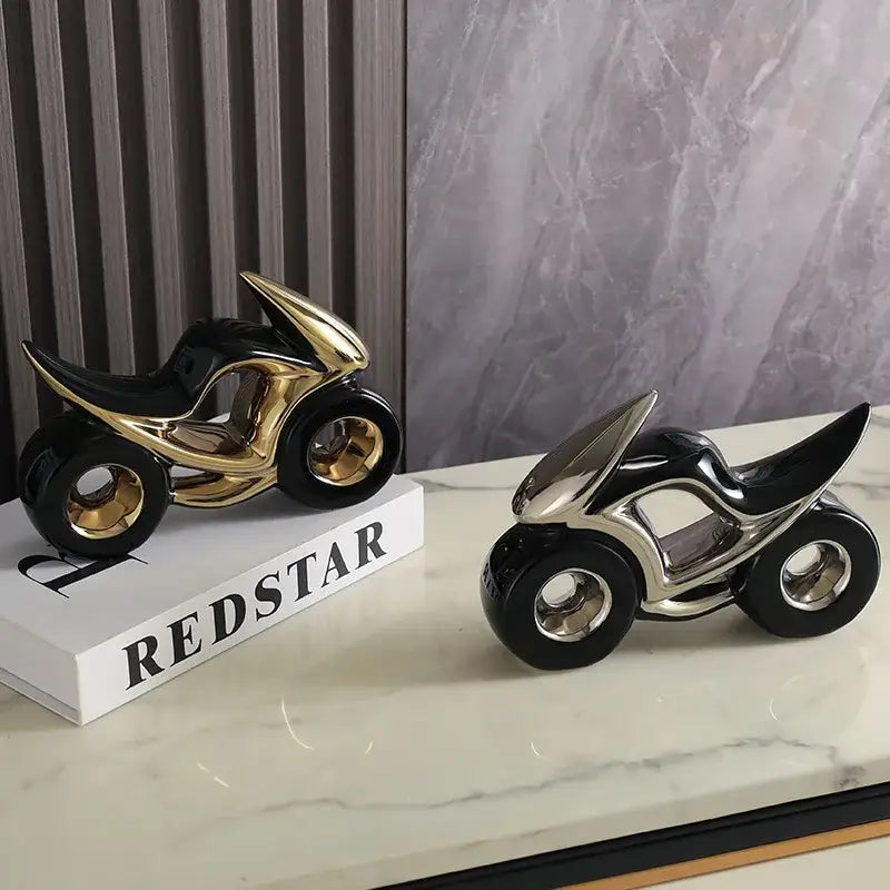 Gold Ceramic Motorcycle Decor