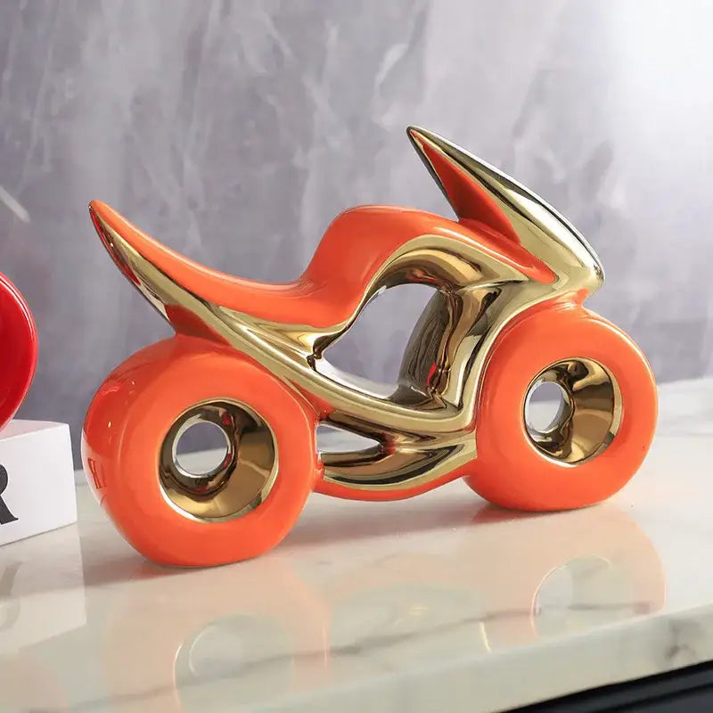Gold Ceramic Motorcycle Decor