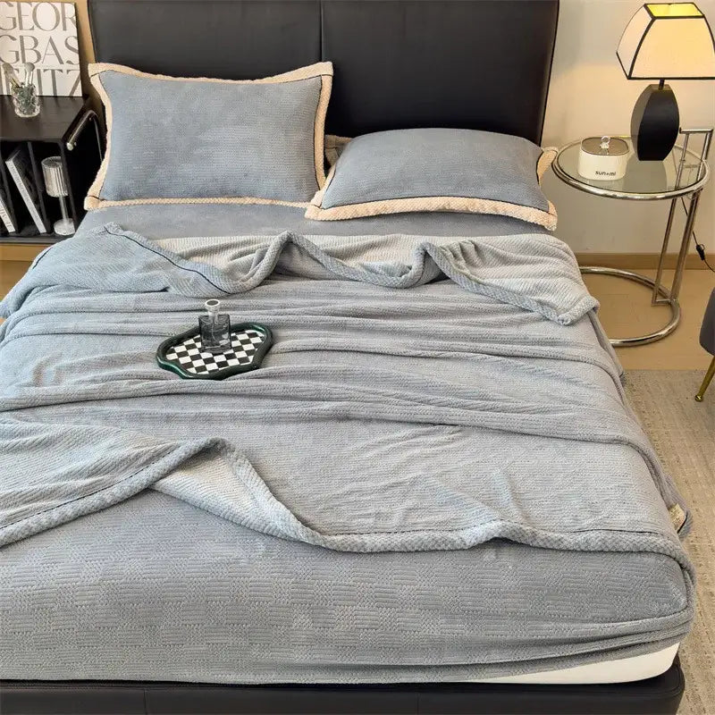 Gray Carved Velvet Throw