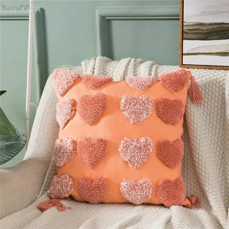 Gray Heart Embroidery Cushion