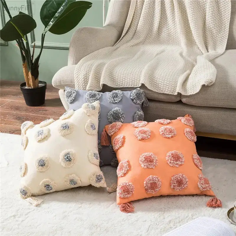 Gray Heart Embroidery Cushion