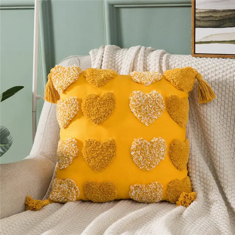 Gray Heart Embroidery Cushion