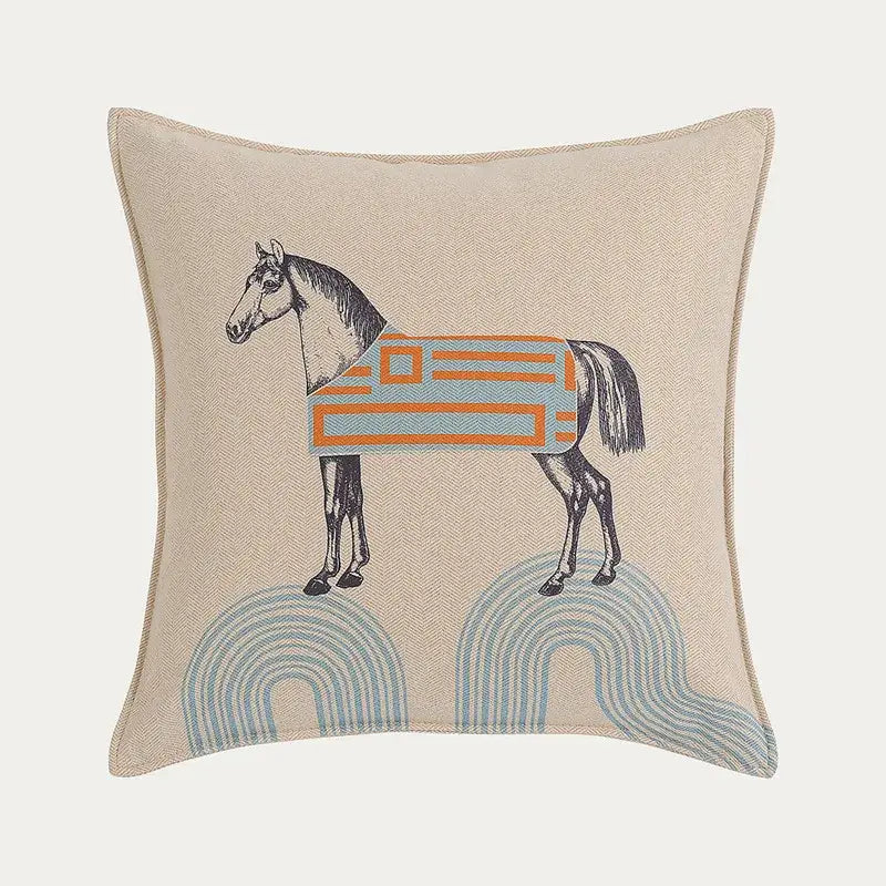 Orange Horse Throw Pillowcase