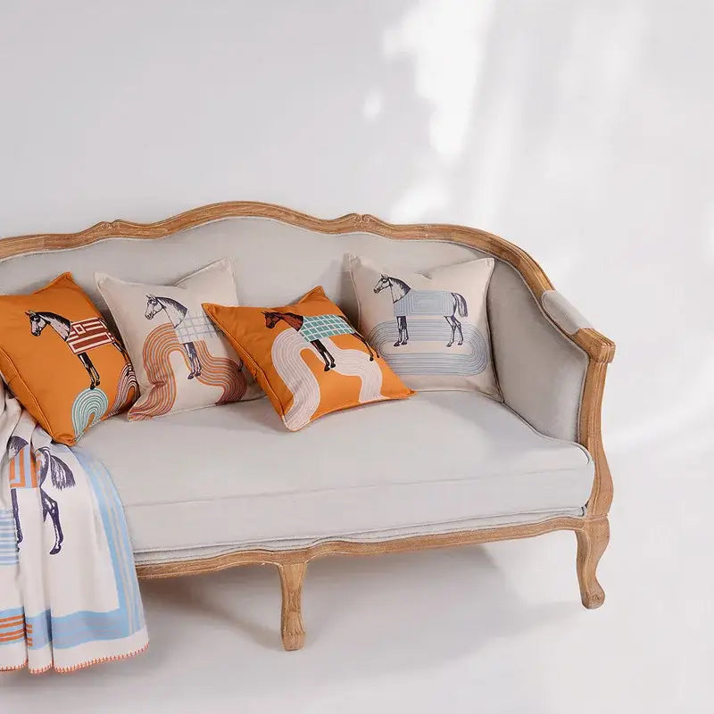 Orange Horse Throw Pillowcase