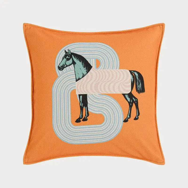 Orange Horse Throw Pillowcase