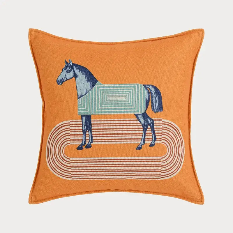 Orange Horse Throw Pillowcase