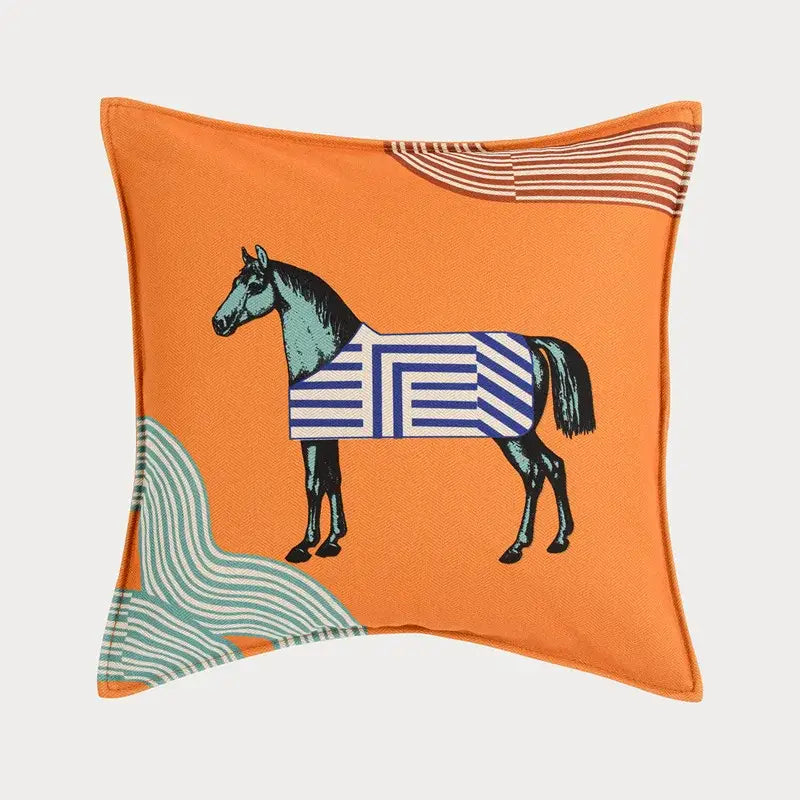 Orange Horse Throw Pillowcase