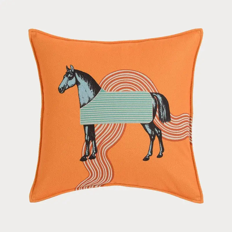 Orange Horse Throw Pillowcase