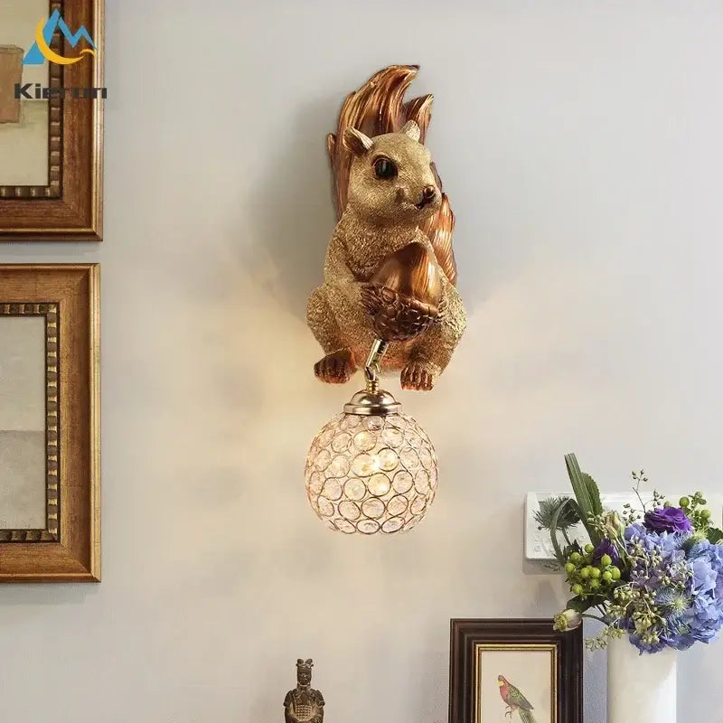 Crystal Squirrel LED Sconce