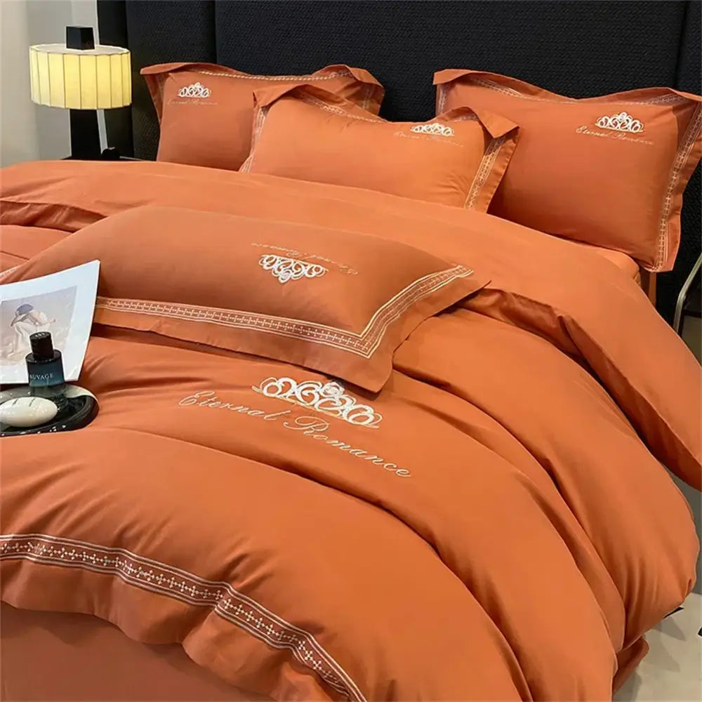 Satin Gold Embroidery Bedding