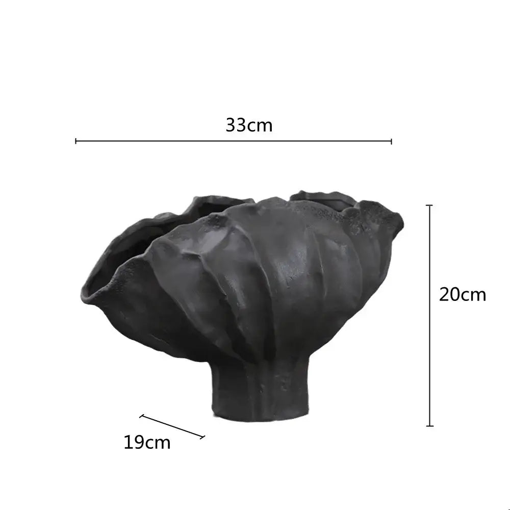 Black Ceramic Wavy Vase