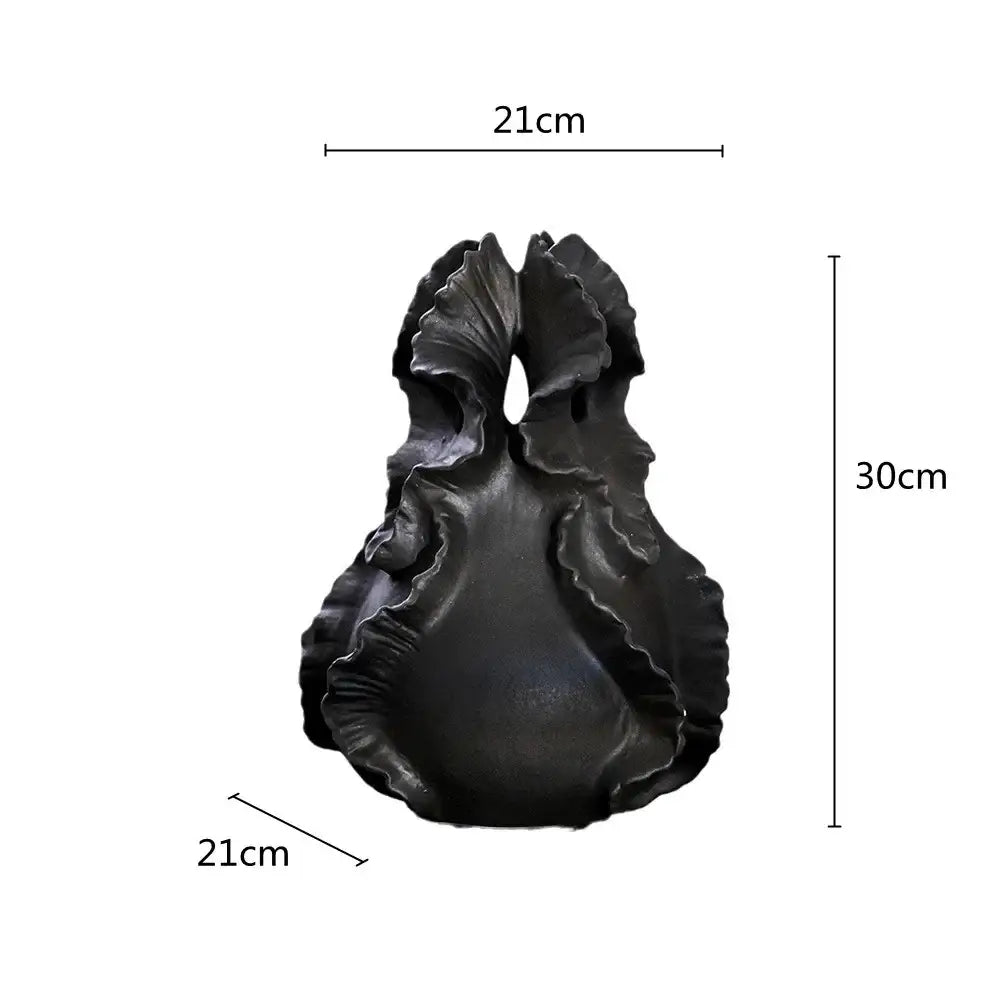 Black Ceramic Wavy Vase