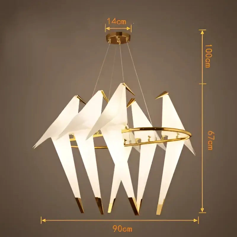 White Gold Crane Chandelier