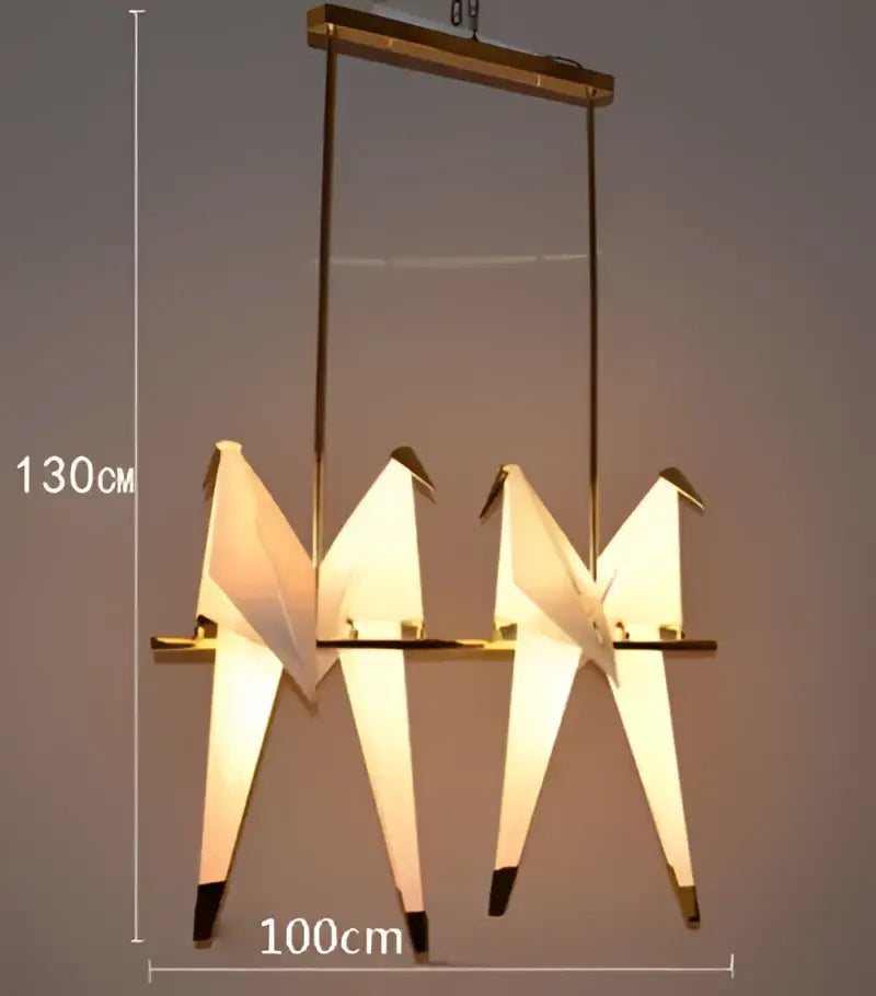 White Gold Crane Chandelier