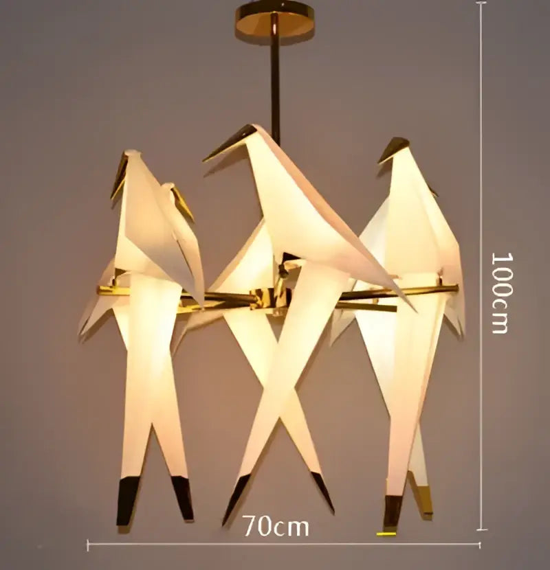 White Gold Crane Chandelier