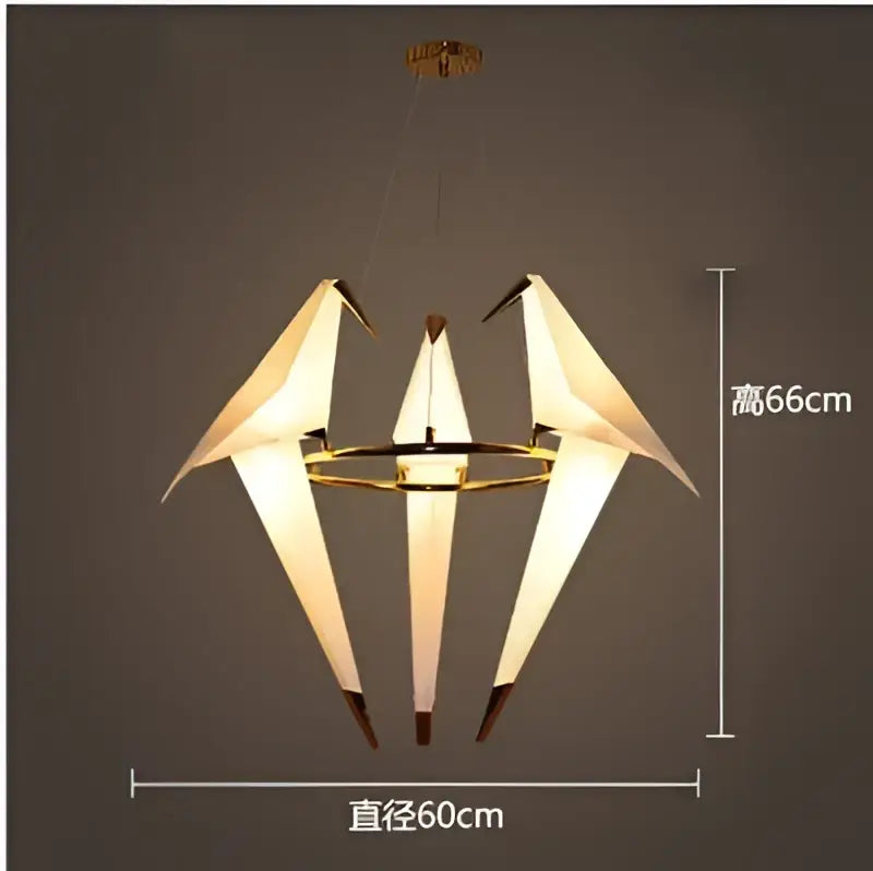 White Gold Crane Chandelier
