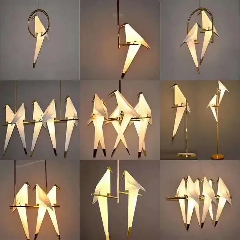 White Gold Crane Chandelier