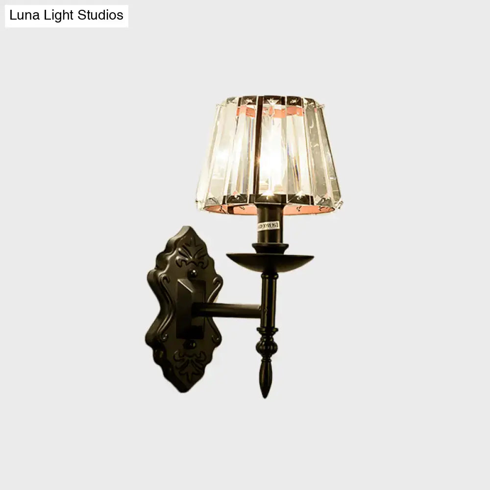Black Crystal Cone Shade Wall Sconce