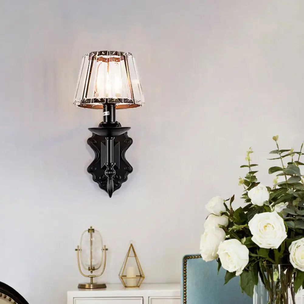 Black Crystal Cone Shade Wall Sconce
