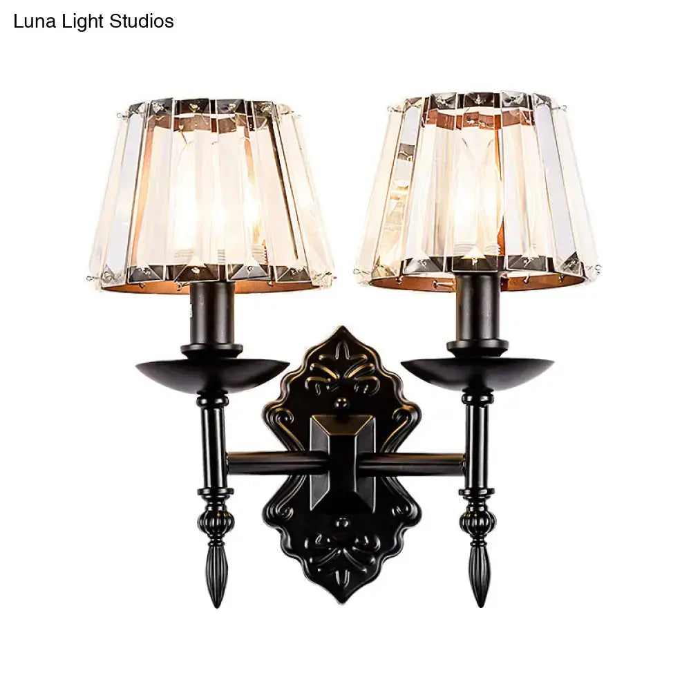 Black Crystal Cone Shade Wall Sconce