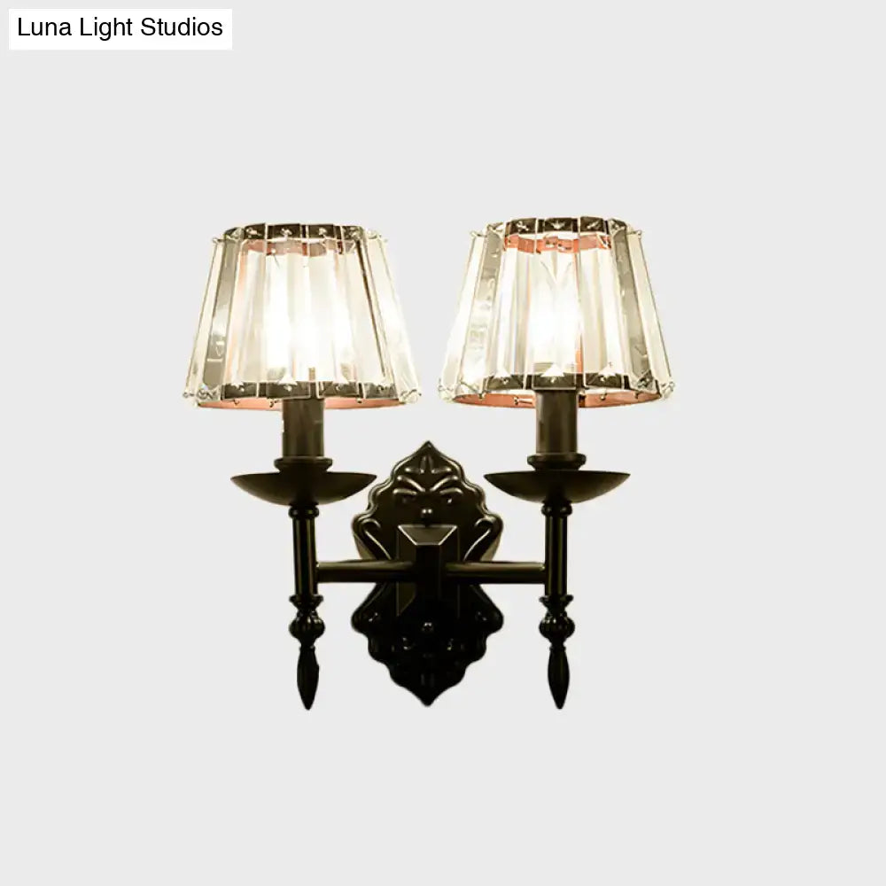 Black Crystal Cone Shade Wall Sconce
