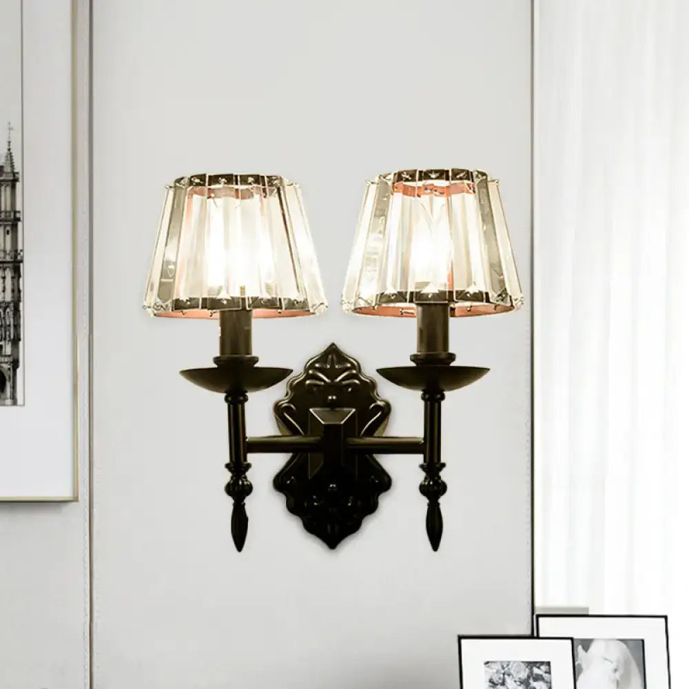 Black Crystal Cone Shade Wall Sconce