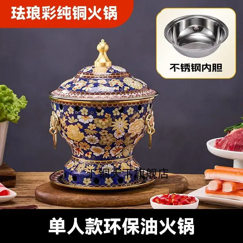 Blue Enamel Copper Pot